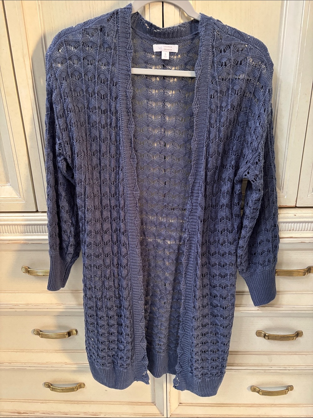 Lightweight Open-Knit Cardigan Sweater - Blue